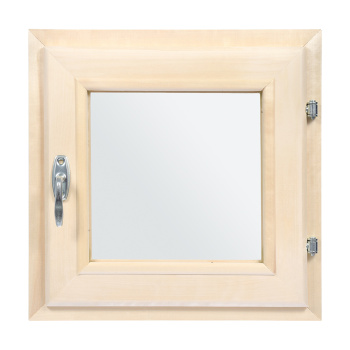 Форточка в парную, двойное стекло, 0,4Вх0,4Ш м с ручкой, затвором, петлями "Банные штучки