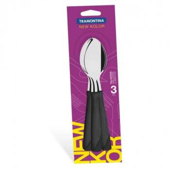 Набор столовых приборов нерж.-ложки чайные 3шт TRAMONTINA NewKolor пл.р.Черн.23167/300-TR *1/12