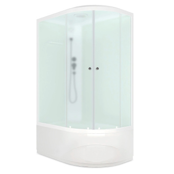 Кабина душевая120*80*218 Delight Slim 128L high под. высок. стекло матов,б/эл,ст.белые DOMANI-Spa
