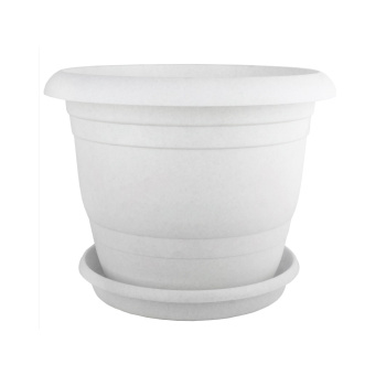 Кашпо пластм. "Toprak" 1,8л d верха 170мм h140мм с поддоном Мрамор А5210мр(Копейск)  *1/40