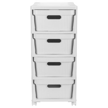 Комод пластм. "Velvet" 4 ящика выс.690мм, шир.300мм, гл.385мм Светло-серый 435218838 ("Бытпласт") *1