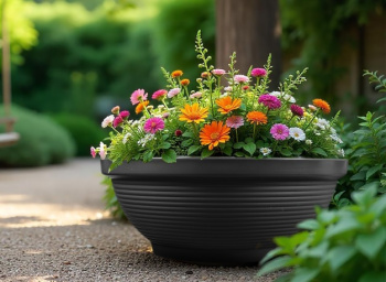 Кашпо-"Клумба" пластм. 53л d верха 645мм h243мм Серый ККЛС "ПластоС" *1/10