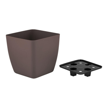 Кашпо пластм. "Vienna"  5,0л 190х190мм h187мм со вставкой Горький шоколад  IG680410011*1/16