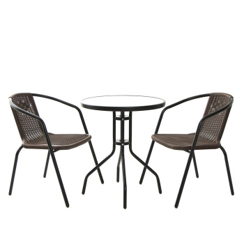 Набор садовой мебели стол+2 кресла коричневый 7097919