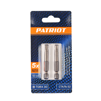 Бита звездочка Т30х50мм (2шт) фрезерованная S2 хвостовик1/4"Е EDGE PATRIOT *1/20 Бита звездочка Т30х50мм (2шт) фрезерованная S2 хвостовик1/4"Е EDGE PATRIOT *1/20