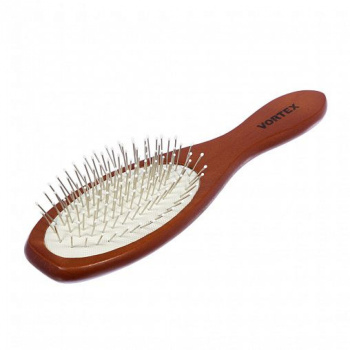 яяяРасческа деревянная, массажная, 22,5х6х3,5 см, "овал", с металлическими зубчиками "VORTEX" / 30