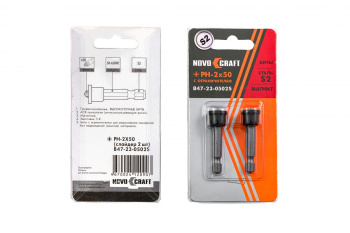Бита крестовая PH2х 50мм(2 шт) с ограничителем магнитS2хвостовик1/4"Е (B47-23-0502S) NovoCRAFT *1/25 Бита крестовая PH2х 50мм(2 шт) с ограничителем магнитS2хвостовик1/4"Е (B47-23-0502S) NovoCRAFT *1/25