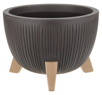 Кашпо пластм. "Петалис" 12л d верха 350мм h255мм со вставкой Корич. ратанг М3255 ("М-Пластика") *1/3