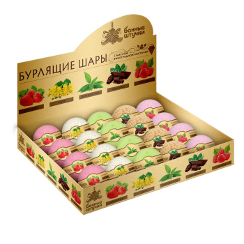 Бурлящие шары для ванны (липа,шоколад,клубника,малина,зеленый чай) в дисплей-боксе, 120 г "Банные шт