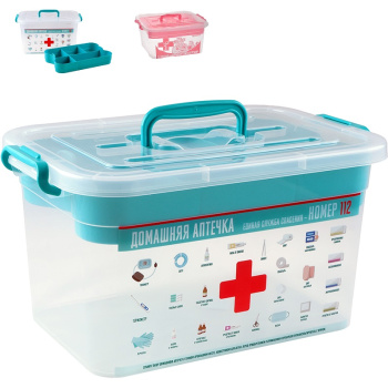 Контейнер д/хранения пластм. "Аптечка" "Домашний доктор" 10л с Вкладышем арт.81003("Полимербыт")*1/6