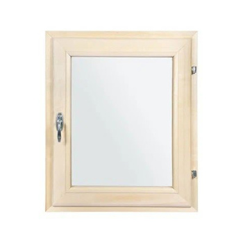 Форточка в парную, двойное стекло, 0,6Вх0,5Ш м с ручкой, затвором, петлями "Банные штучки"/1