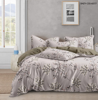 Постельное белье евро поплин на резинке Орхидея 6518, наволочки 70*70 - 2шт *1/4