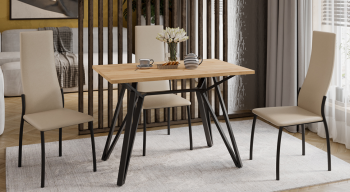 яяСтол обеденный прямоугольный нераздв.Ройс Тип 1 1100мм*680мм ДУБ КРАФТ золотой+опора черный муар*1