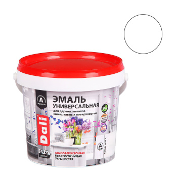 Эмаль акриловая полуматовая 0,9 кг DALI универсальная База А RAL 9010 *6/384
