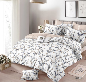 Постельное белье 2сп поплин на резинке Орхидея 6740, наволочки 70*70 - 2шт *1/4