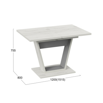 Стол обеденный Гавана Тип 1 ДУБ КРАФТ БЕЛЫЙ/СЕРЫЙ ГРАФИТ*1