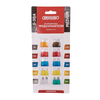 Предохранитель флажковый Skyway, "средний", 5-30 А, блистер, набор 10 шт 4182513