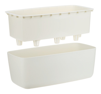 Кашпо пластм. "Флориан" 4,2л 390х200мм h245мм со вставкой Белый ратанг М3272 ("М-П")*1/6