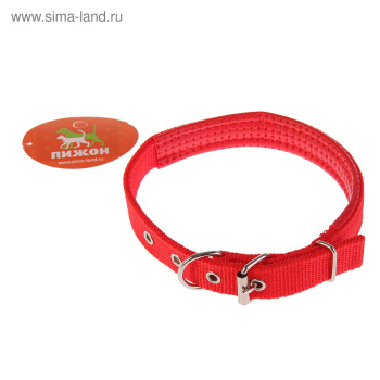Ошейник "Комфорт" комбинированный (полиэстер, искусственная кожа), 50 х 2 см, красный 609529