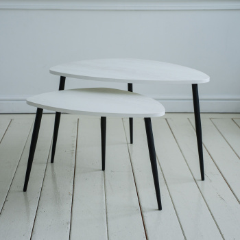 Стол журнальный САВАННА каркас черный/ЛДСП Сабия белый мрамор*1