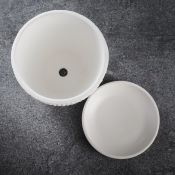 Кашпо бетон Бутон Грань 2,15л d верха 175мм h152мм с поддоном Белый №3 КБ-Б3-217-03 *8