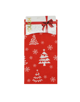 Полотенце рогожка 45*60см на хангере Елки фон красный Touch *6/84 Полотенце рогожка 45*60см на хангере Елки фон красный Touch *6/84