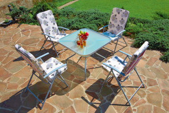 Набор дачной мебели "Анкона" (стол(стекло) + 4 стула (мягкий элемент) с675 *1/4