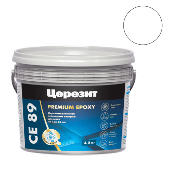 Затирка для швов Церезит CE 89, 2.5 кг, эпоксидная, 801 белый
