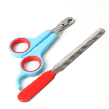 Набор по уходу за когтями: ножницы-когтерезы (отверстие 6 мм) и пилка, сине-красный   6960802