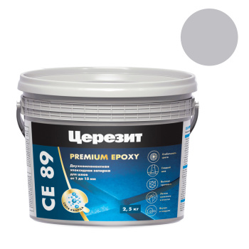 Затирка для швов Церезит CE 89, 2.5 кг, эпоксидная, 809 серый жемчуг