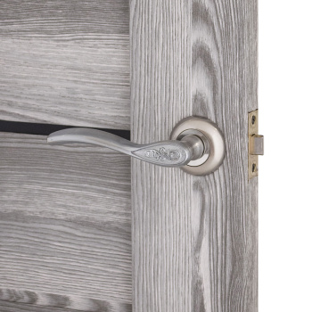 Дверное полотно остекленное 2000х700х38 мм Двери Гуд Х32, ривьера грей/черный