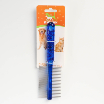 Расчёска для шерсти "Пузырьки" двухсторонняя, прозрачная, 19,5 х 5,6 см, синяя   7438020