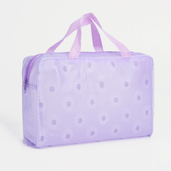яяяКосметичка банная Ромашки 20*13*9 см, отд на молнии, 2 ручки, сиреневая 634502