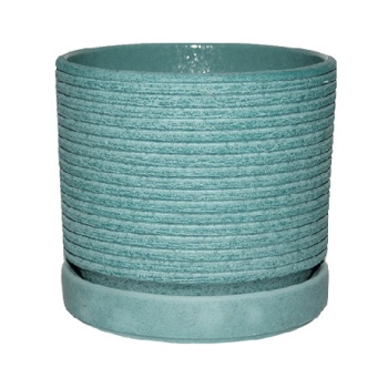 Кашпо керам. "Цилиндр" "Лоза" 1.5л d верха 150мм h140мм с поддоном Морск.волна №2 КС-Ц2-193-16 *10