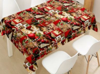 Клеёнка на тканевой основе "Версаль" "Новогодние украшения" красн.с зол. шир.1,37м SD-114A *20