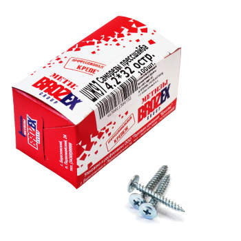 Саморезы прессшайба BROZEX коробка 4,2*32 остр.(100шт) *10