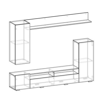 Гостиная "МИЯ" (2130*346*1680мм),ЛДСП ясень анкор светлый,белый глянец*1