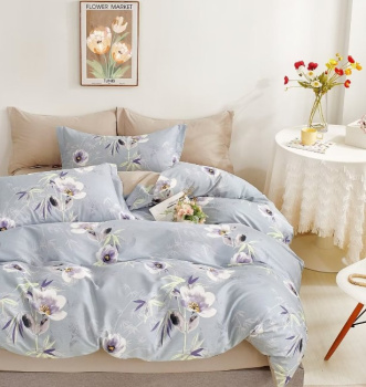 Постельное белье 2сп поплин на резинке Орхидея 6756, наволочки 70*70 - 2шт *1/4
