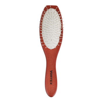 яяяРасческа деревянная, массажная, 22,5х6х3,5 см, "овал", с металлическими зубчиками "VORTEX" / 30