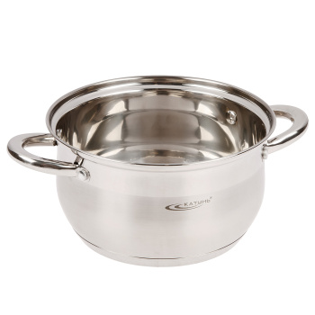 Кастрюля нерж. "Катунь" "Диана" 3,5л d20см термораспред. дно, Стекл. кр. KT01-D-30 *1/4